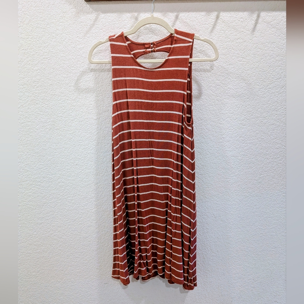 American Eagle Rust and White Striped Swing Dress